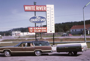 Station Wagon Towing the tent trailer - CAMPING IN WHITE RIVER CANADA